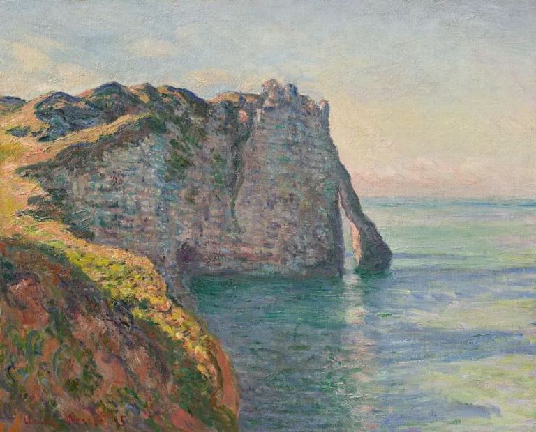 Impressionistisches Gem&auml;lde einer Steilk&uuml;ste mit Meer bei Sonnenschein